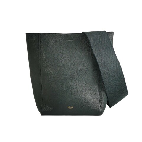 Celine Sangle Bucket小號牛皮綠色肩背包