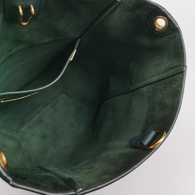 Celine Sangle Bucket小號牛皮綠色肩背包-6