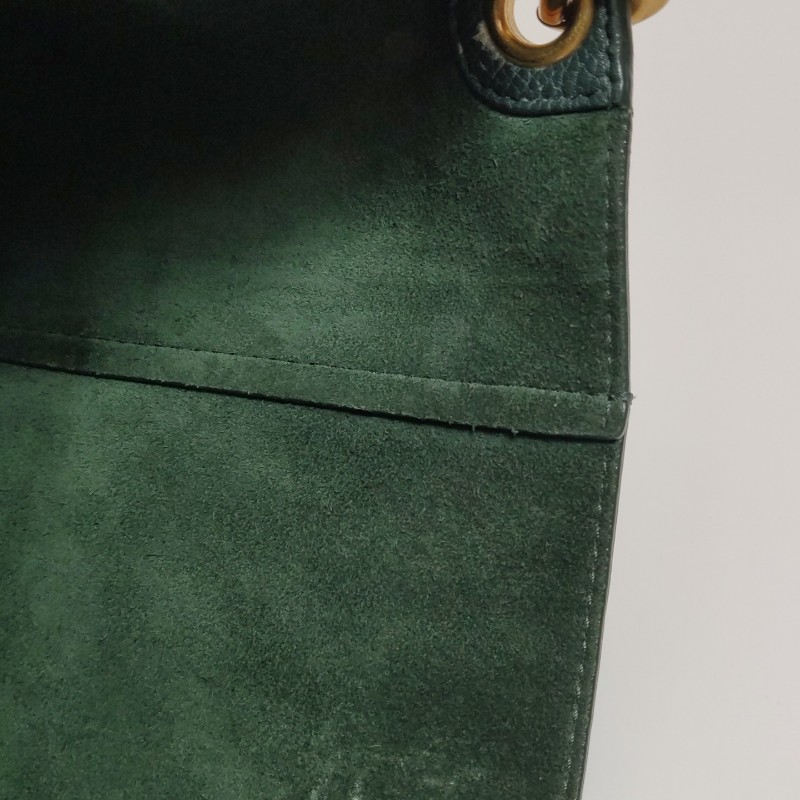 Celine Sangle Bucket小號牛皮綠色肩背包-9