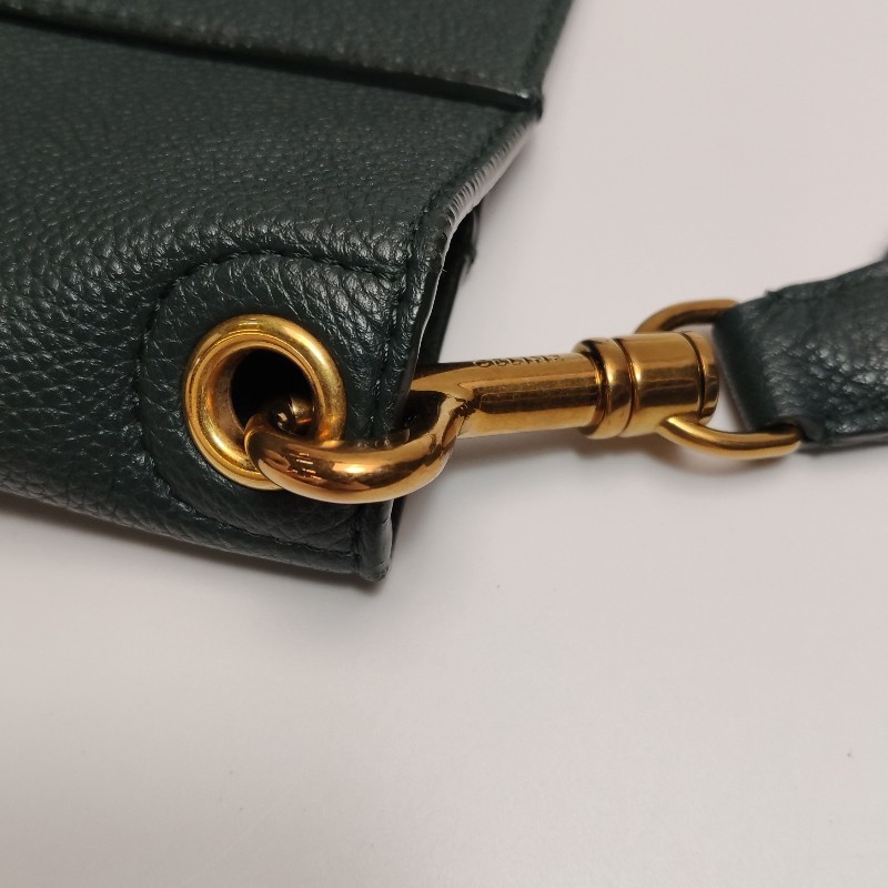 Celine Sangle Bucket小號牛皮綠色肩背包-12