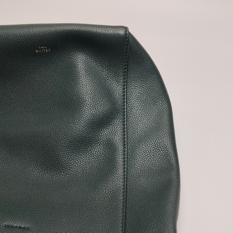 Celine Sangle Bucket小號牛皮綠色肩背包-17