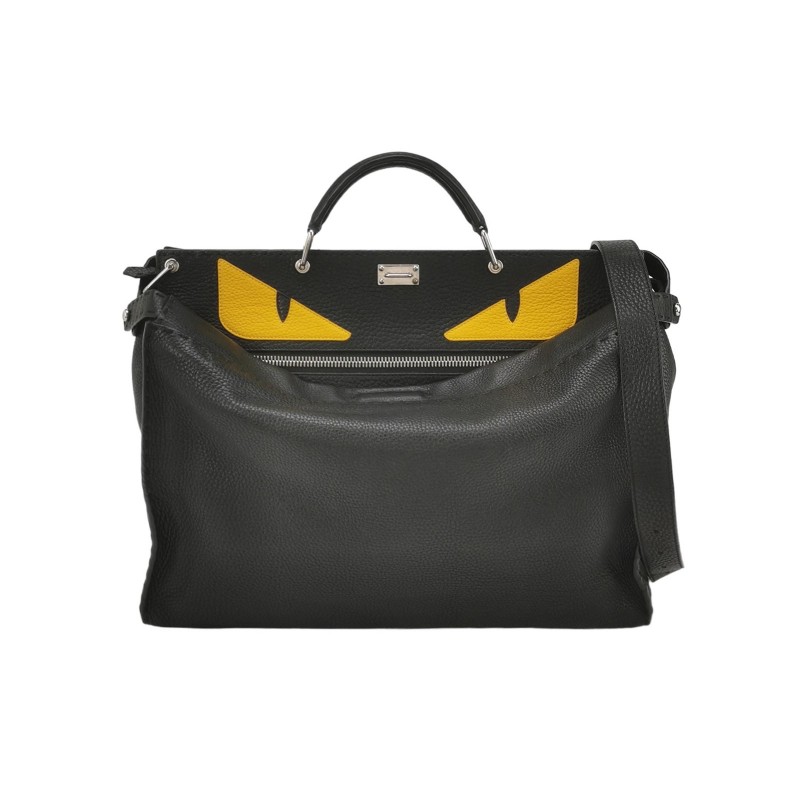 Fendi Peekaboo躲貓貓牛皮小惡魔圖案扭鎖斜挎包單肩包-0