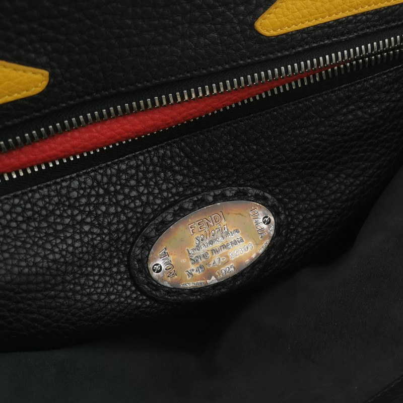 Fendi Peekaboo躲貓貓牛皮小惡魔圖案扭鎖斜挎包單肩包-7