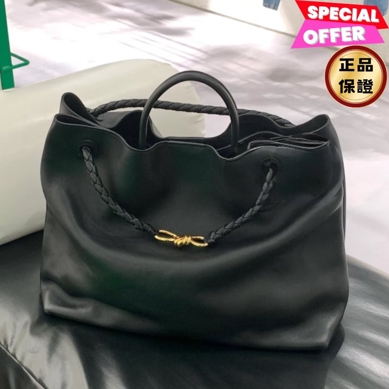 🎉新品好折扣✨Bottega Veneta 806010 大款絲緞小牛皮 Andiamo包 Black 黑色-0