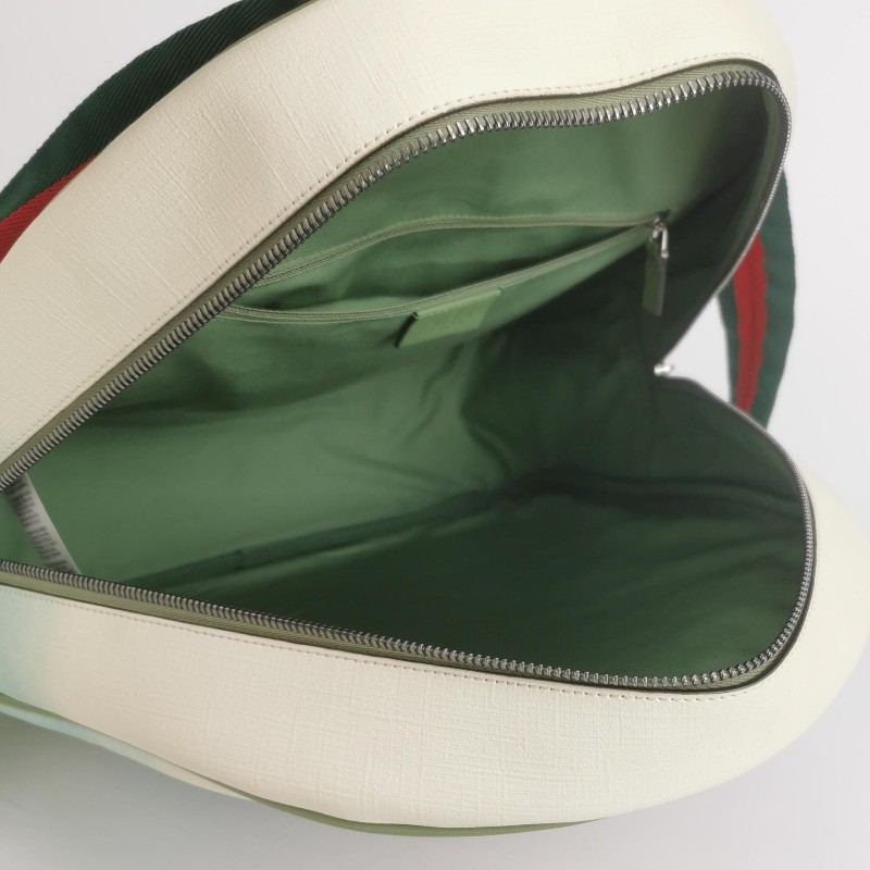 Gucci 牛皮拼色印花圖案字母logo拉鍊後背包-6