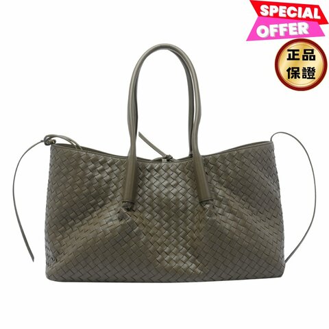🎉新品好折扣✨Bottega veneta 雙面大款 Raffia 格紋及小牛皮Pinacoteca 包 柏樹綠