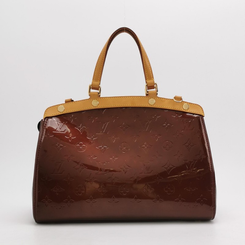 Louis Vuitton(LV) Brea醫生包中號植鞣革漆皮壓紋老花鉚釘裝飾單肩包-4