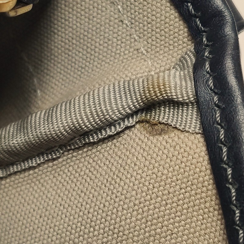 Loewe 牛皮拼帆布logo徽標斜背包-9