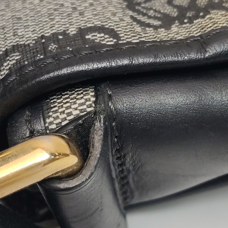 Loewe 牛皮拼帆布logo徽標斜背包-23