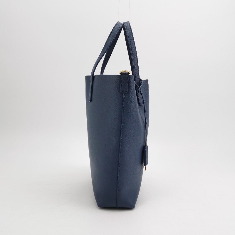 Saint Laurent Shopping迷你牛皮藍色字母 logo肩背包手提包-3