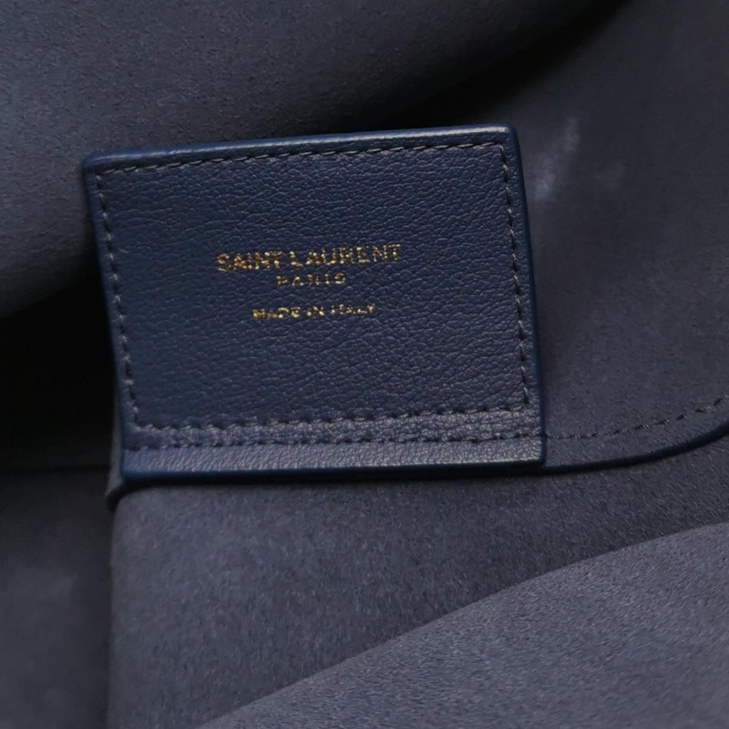 Saint Laurent Shopping迷你牛皮藍色字母 logo肩背包手提包-7