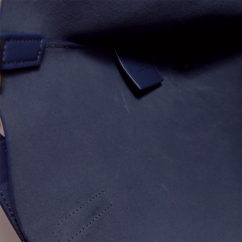 Saint Laurent Shopping迷你牛皮藍色字母 logo肩背包手提包-9