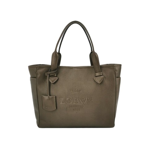 Loewe 牛皮純色字母Logo壓印手提包