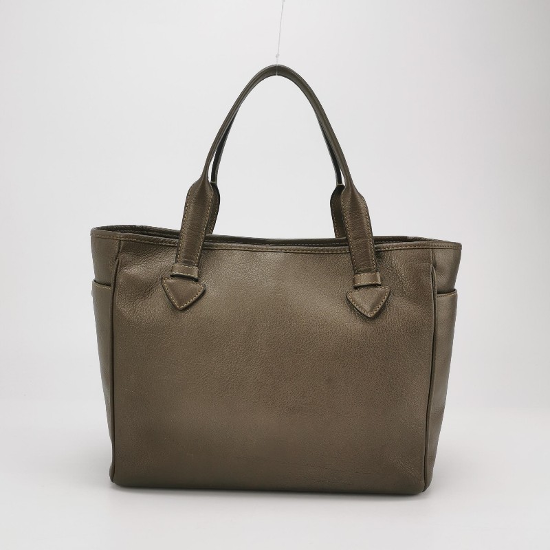 Loewe 牛皮純色字母Logo壓印手提包-4