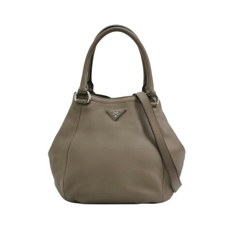 Prada 牛皮純色三角徽標肩背包手提包