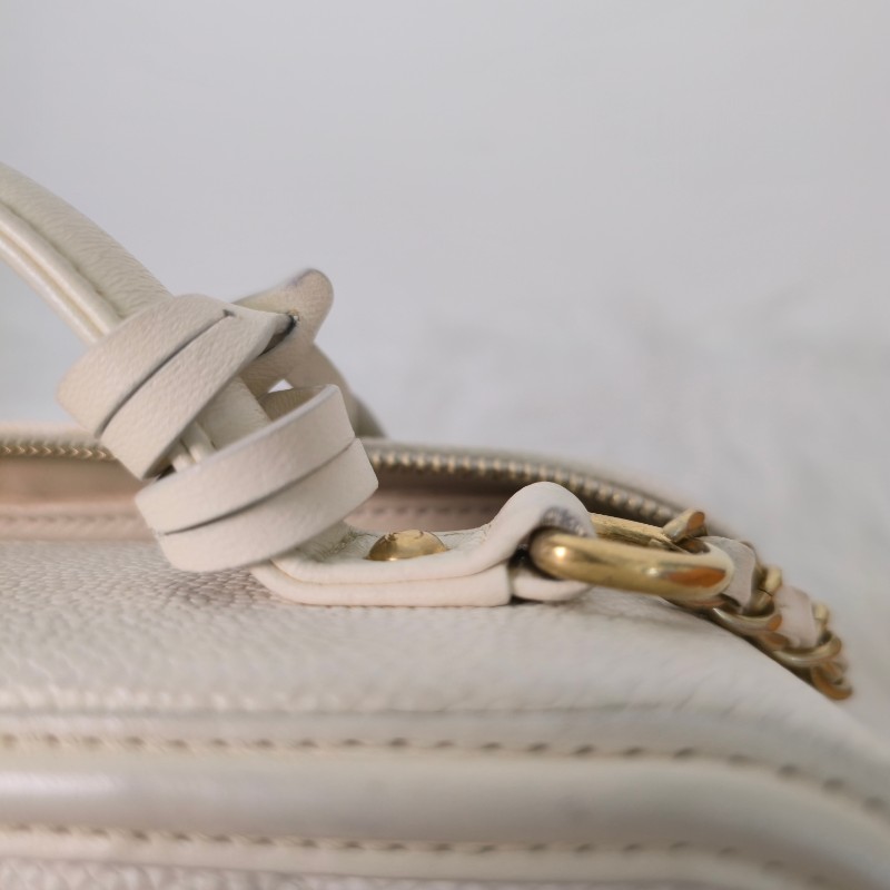 CHANEL 白色荔枝紋 vanity case中號相機包-13