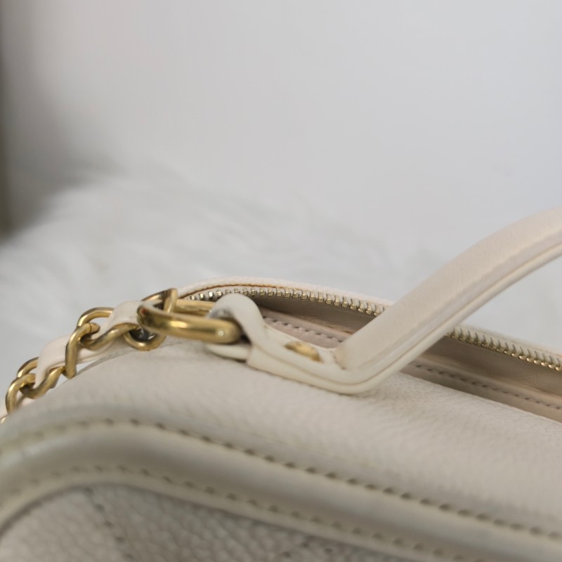 CHANEL 白色荔枝紋 vanity case中號相機包-14