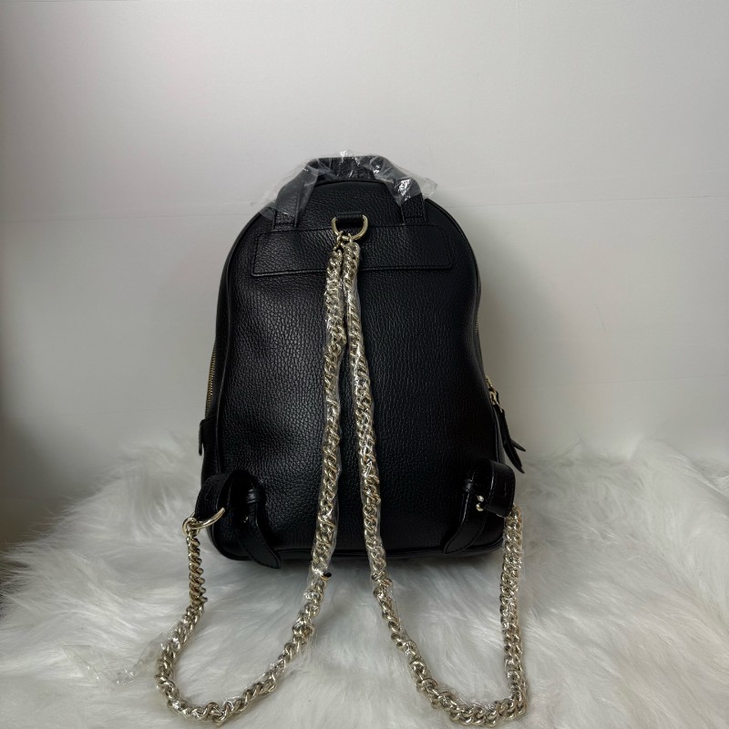 GUCCI 黑色牛皮荔枝紋雙G 後背包-1