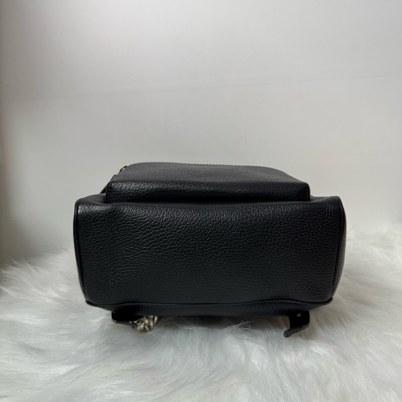 GUCCI 黑色牛皮荔枝紋雙G 後背包-4