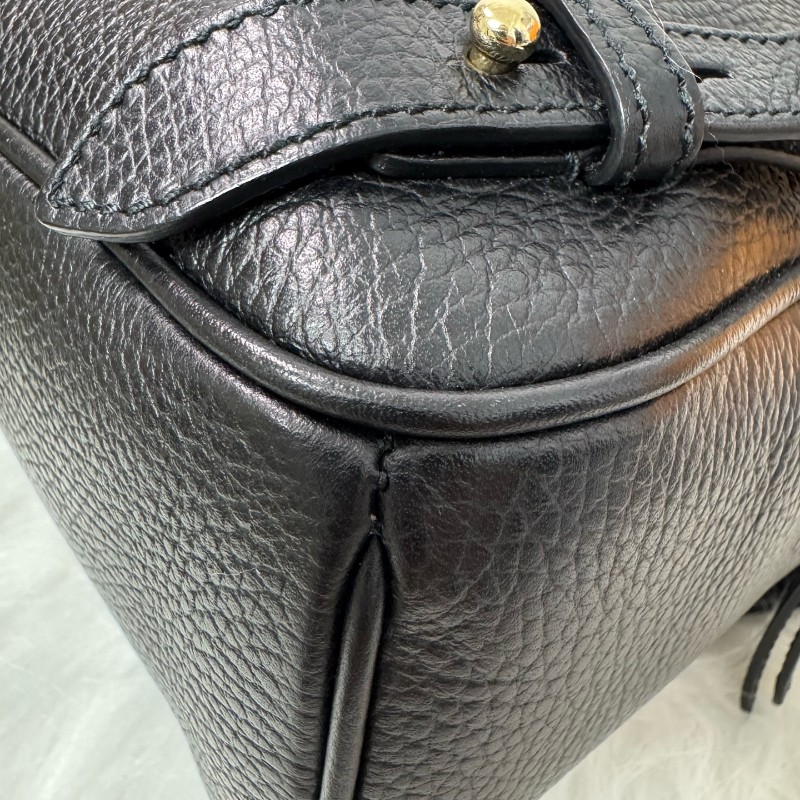 GUCCI 黑色牛皮荔枝紋雙G 後背包-8