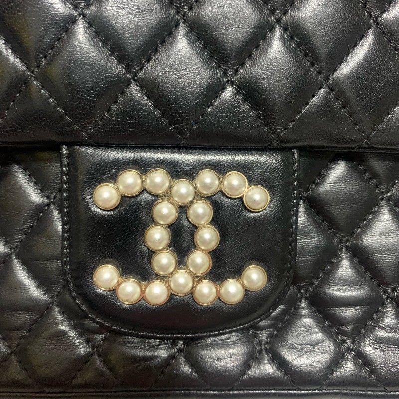 Chanel 黑金威斯敏斯特 珍珠鏈條包 底長25cm-10
