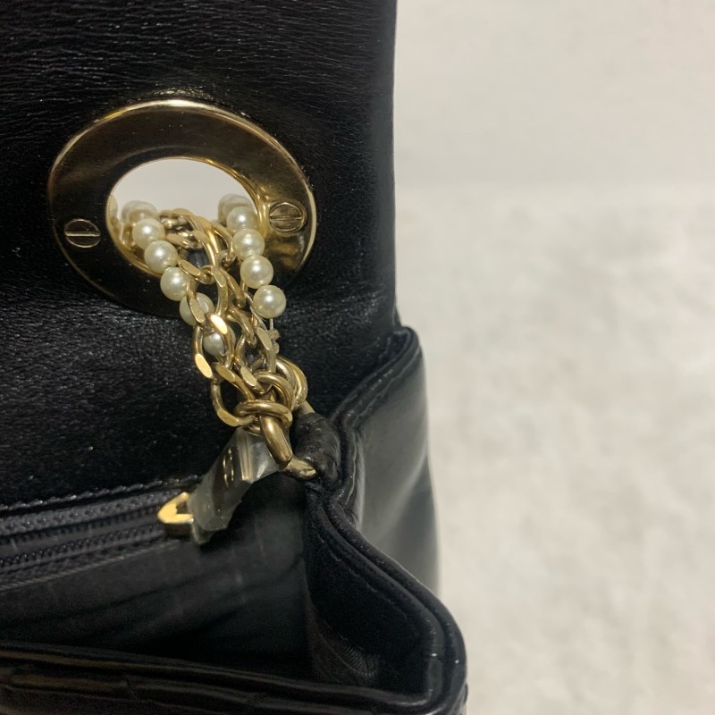 Chanel 黑金威斯敏斯特 珍珠鏈條包 底長25cm-12