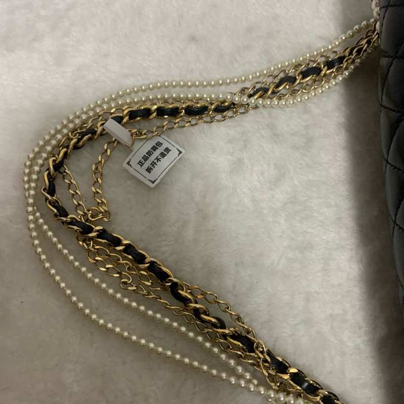 Chanel 黑金威斯敏斯特 珍珠鏈條包 底長25cm-16