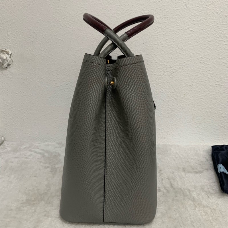 prada doublebag 灰色十字紋 肩背手提 底長32cm-4