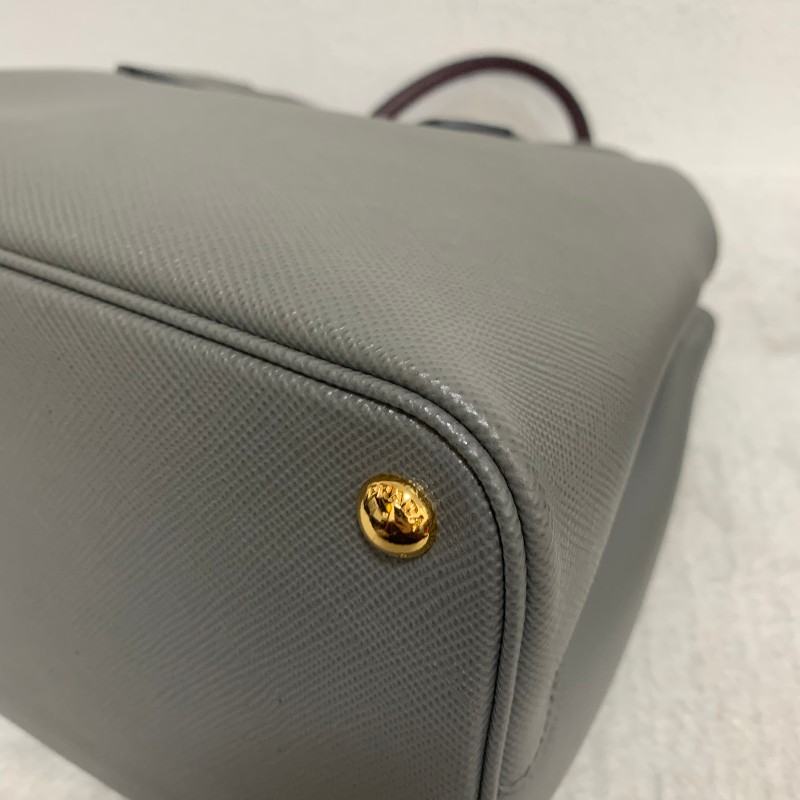 prada doublebag 灰色十字紋 肩背手提 底長32cm-6