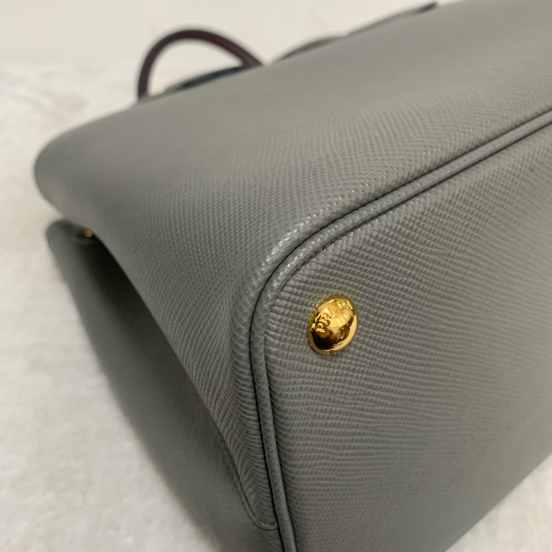 prada doublebag 灰色十字紋 肩背手提 底長32cm-7
