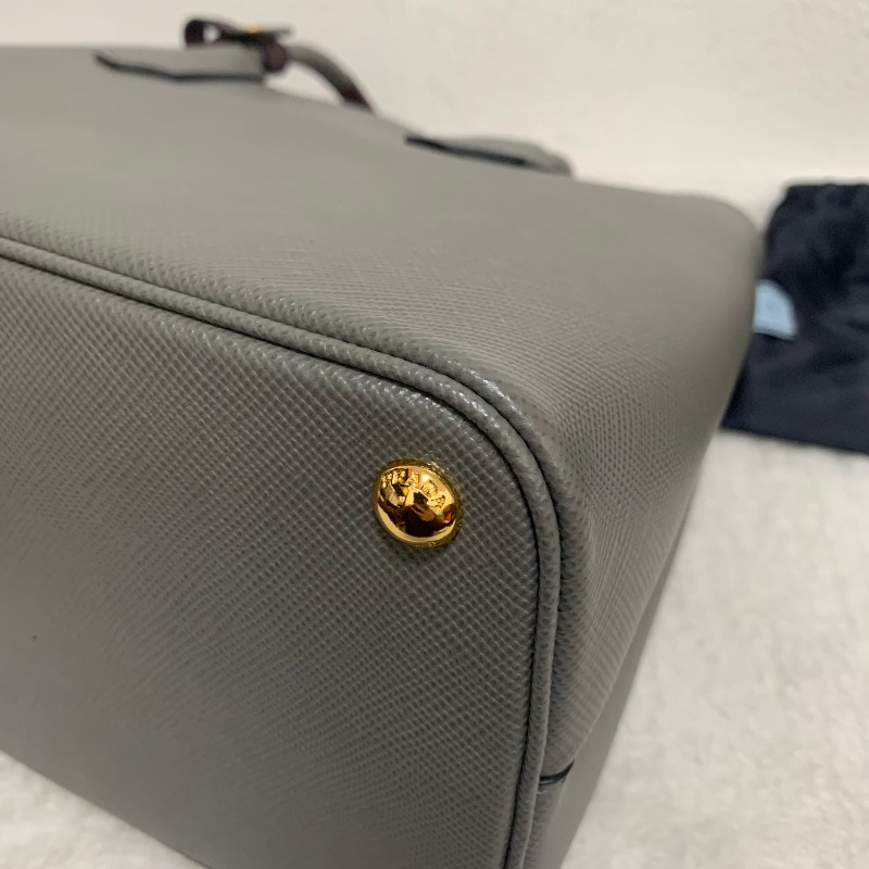 prada doublebag 灰色十字紋 肩背手提 底長32cm-8