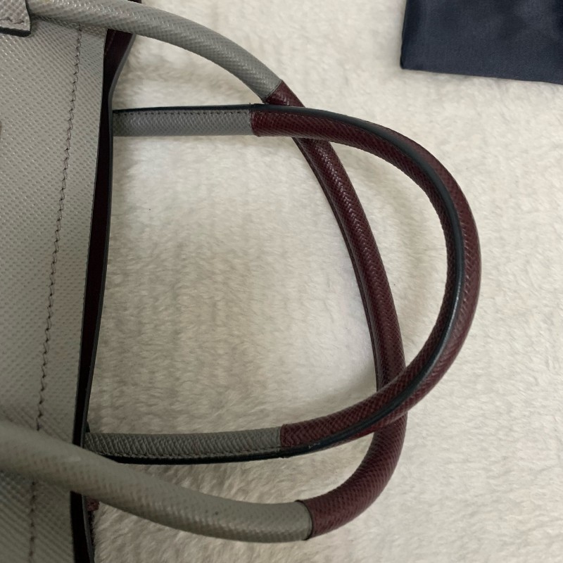 prada doublebag 灰色十字紋 肩背手提 底長32cm-10