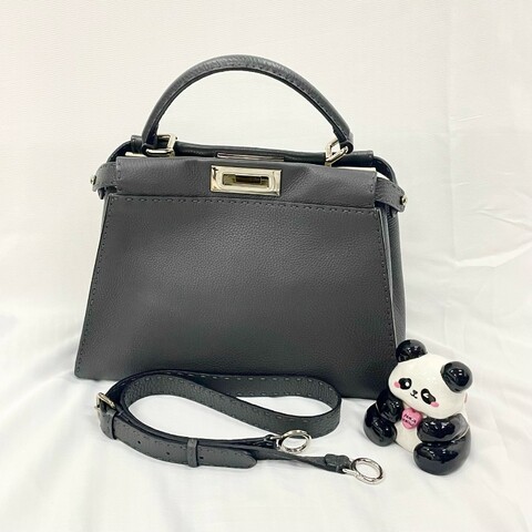 Fendi peekaboo 灰色全皮手提肩背 底長33cm
