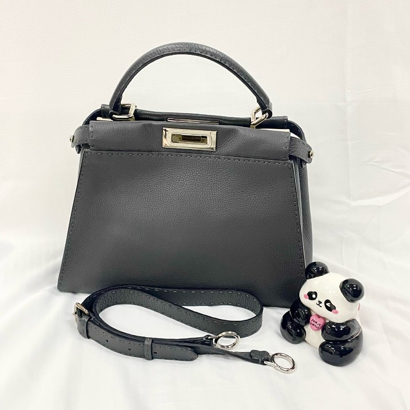 Fendi peekaboo 灰色全皮手提肩背 底長33cm-0