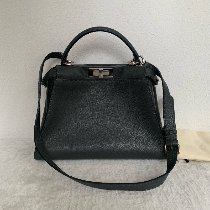 Fendi peekaboo 灰色全皮手提肩背 底長33cm-1