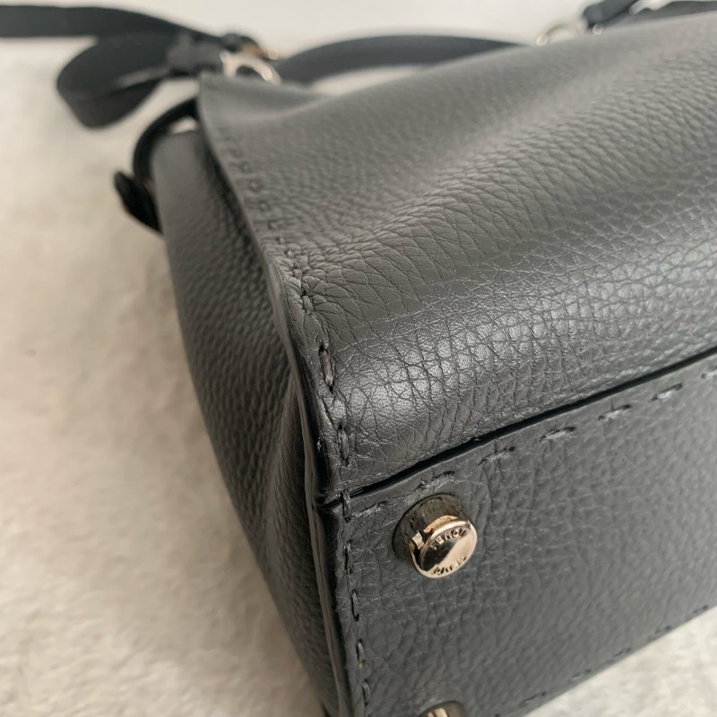 Fendi peekaboo 灰色全皮手提肩背 底長33cm-6