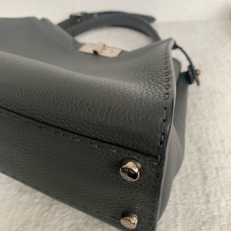 Fendi peekaboo 灰色全皮手提肩背 底長33cm-8