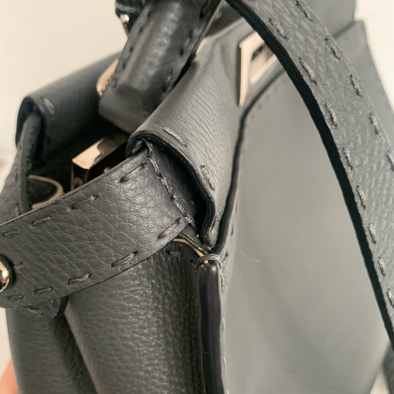 Fendi peekaboo 灰色全皮手提肩背 底長33cm-10