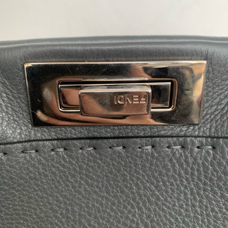 Fendi peekaboo 灰色全皮手提肩背 底長33cm-12