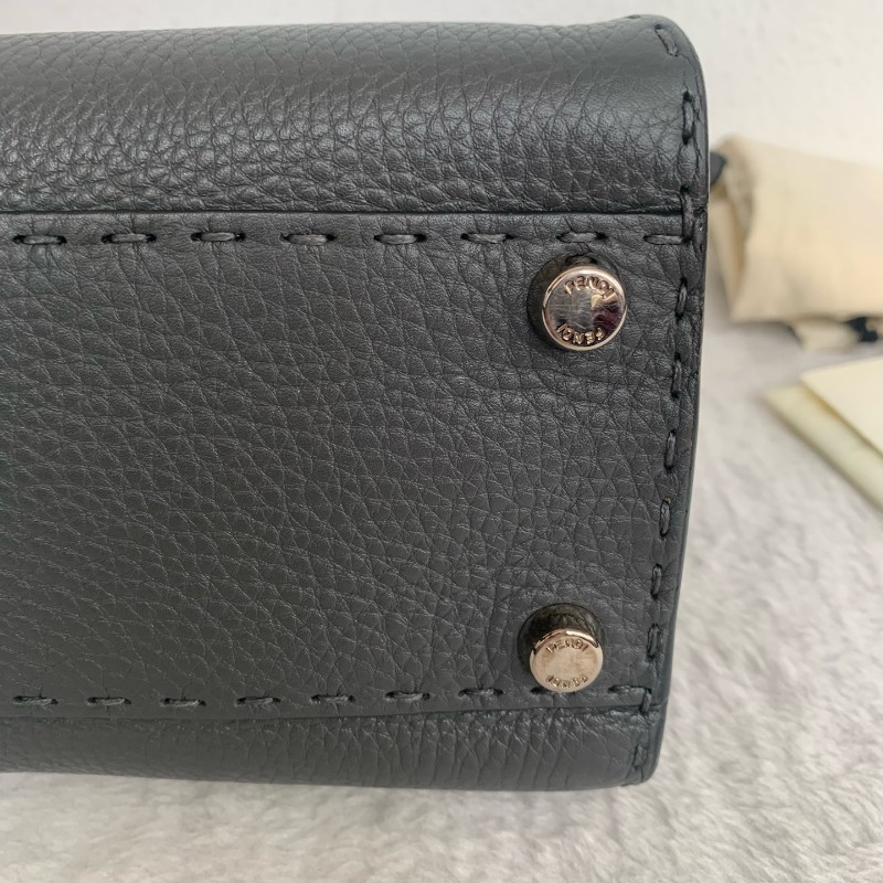 Fendi peekaboo 灰色全皮手提肩背 底長33cm-13