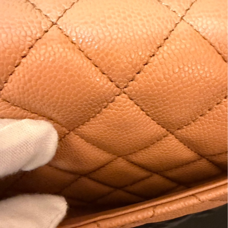 Chanel 香奈兒 新款25b手柄CF 焦糖色mini荔枝牛皮鏈條包 手提包 斜背包-17