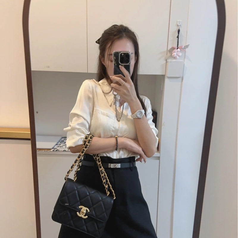 Chanel 香奈兒24a新款荔枝牛皮方胖子 黑金-1