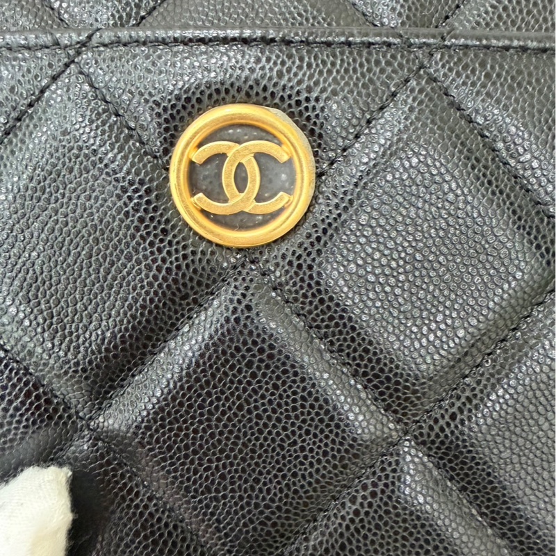 Chanel 香奈兒24a新款荔枝牛皮方胖子 黑金-17