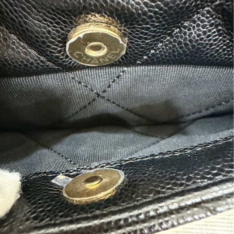 Chanel 香奈兒24a新款荔枝牛皮方胖子 黑金-19