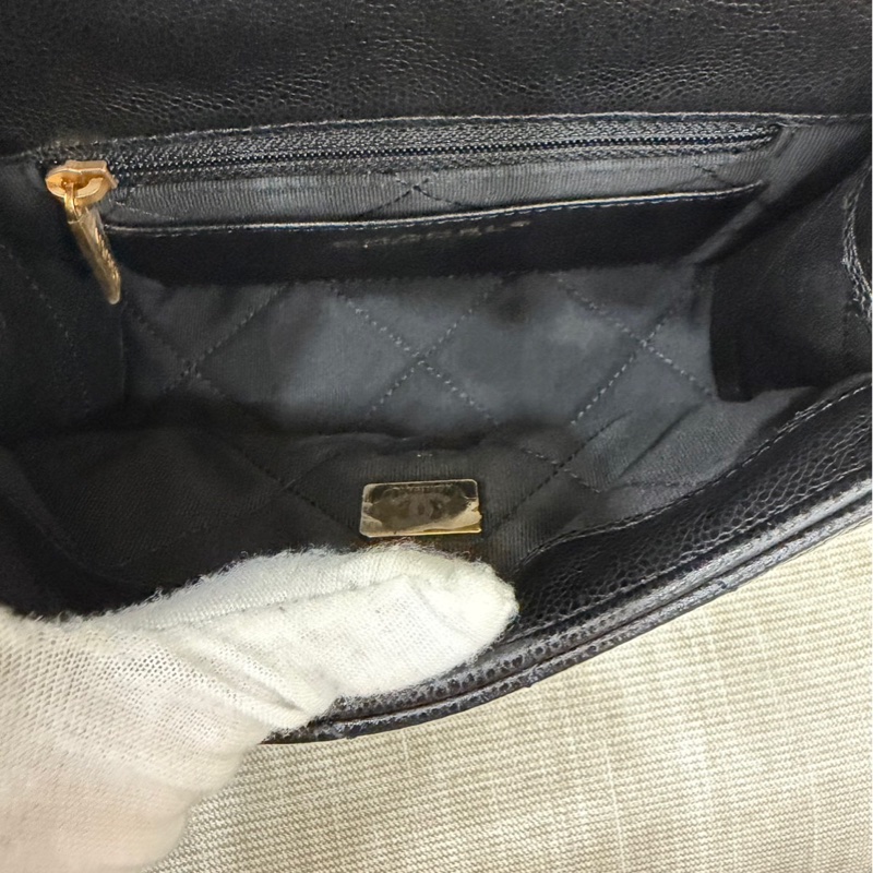 Chanel 香奈兒24a新款荔枝牛皮方胖子 黑金-21