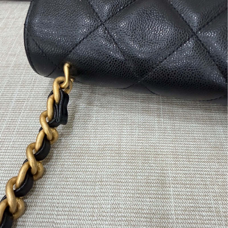 Chanel 香奈兒24a新款荔枝牛皮方胖子 黑金-28