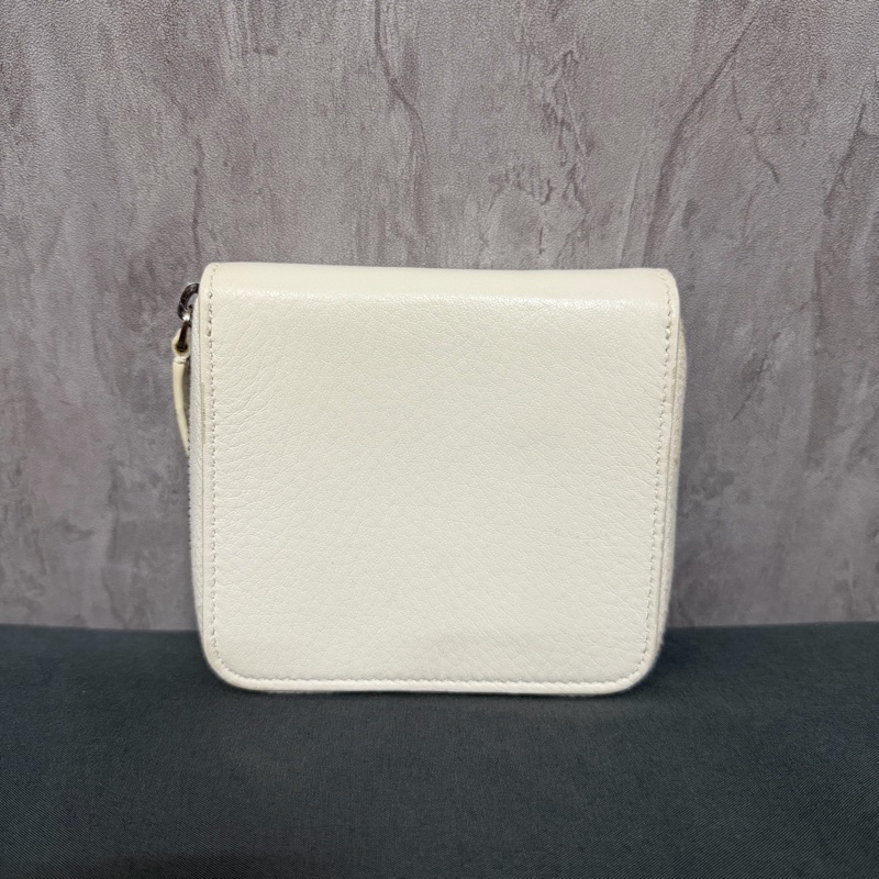 巴黎世家 白色拉鍊零錢卡包-1