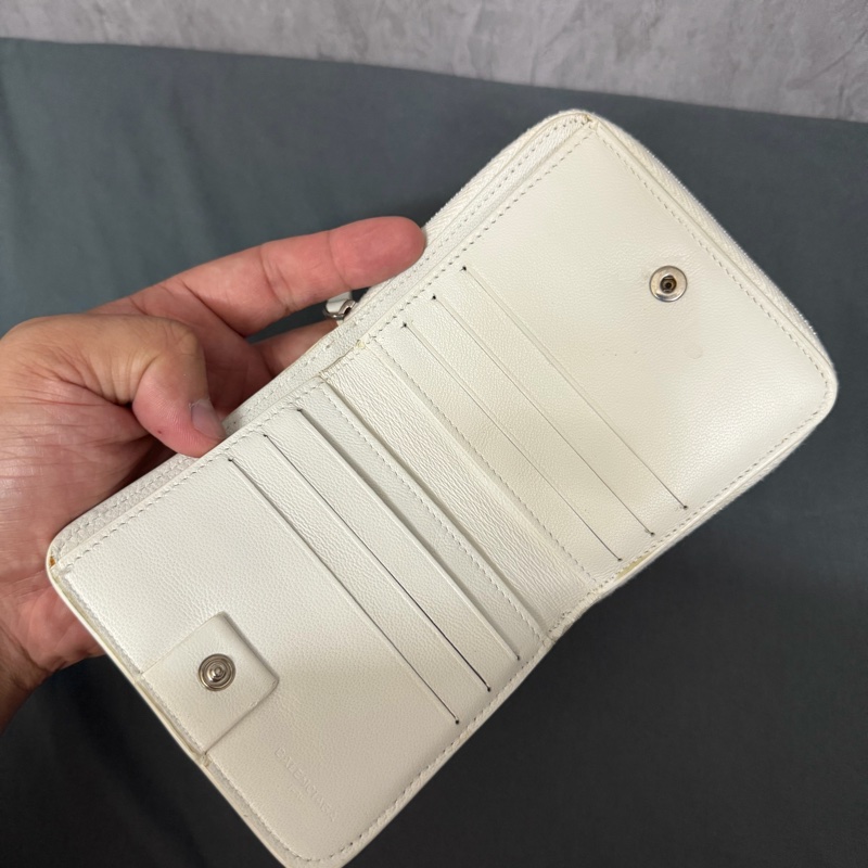 巴黎世家 白色拉鍊零錢卡包-6