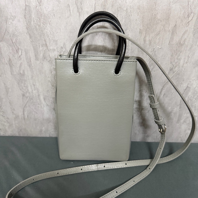 巴黎世家 LOGO兩用迷你紙袋包（灰）-1