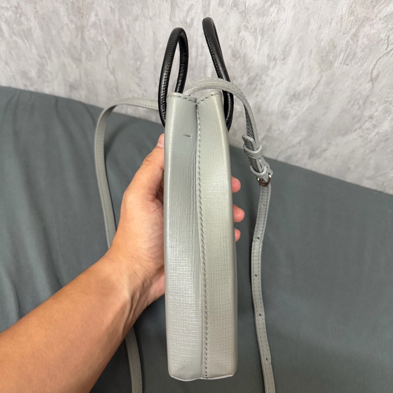 巴黎世家 LOGO兩用迷你紙袋包（灰）-4